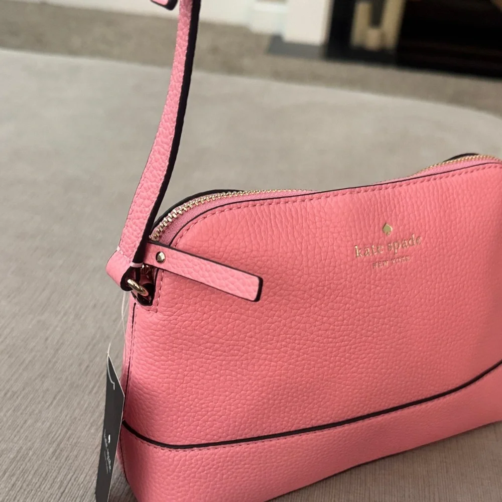 kate spade Pink Pebbled Leather Crossbody with Gold Logo
